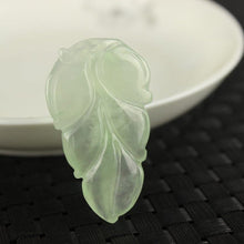 Load image into Gallery viewer, 10% OFF- Certified Natural Icy Jadeite Emerald A*Jade HandCarved Leaf Pendant A1940