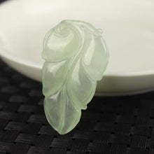 Load image into Gallery viewer, 10% OFF- Certified Natural Icy Jadeite Emerald A*Jade HandCarved Leaf Pendant A1940