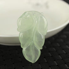 Load image into Gallery viewer, 10% OFF- Certified Natural Icy Jadeite Emerald A*Jade HandCarved Leaf Pendant A1940