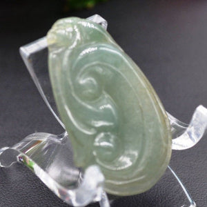 10% OFF- Certified Natural Icy Jadeite Emerald A Jade Tablet Translucent Ruyi Pendant A0990
