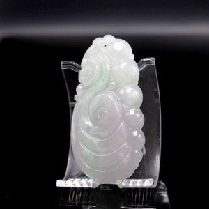 10% OFF- Certified Natural Icy Jadeite Emerald A Jade Handcarved Tablet Lucky Dragon Pendant A9317