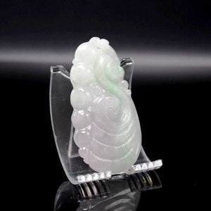 10% OFF- Certified Natural Icy Jadeite Emerald A Jade Handcarved Tablet Lucky Dragon Pendant A9317