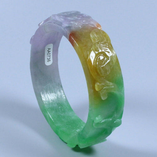 10% OFF- 55/56/57mm Certified Natural 3 Color Jadeite Emerald A*Jade HandCarved Bangle AA0736