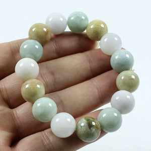 10%OFF- 55-62mm Certified Natural Jadeite Emerald Jade Stretchy-Bracelet《Grade A》X0669