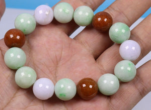 10%OFF- 55-62mm Certified Natural Jadeite Emerald Jade Stretchy-Bracelet《Grade A》N0068