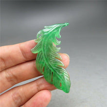 Load image into Gallery viewer, 10% OFF- Certified Natural Ice Green Jadeite Emerald A Jade HandCarved Leaf Pendant A536
