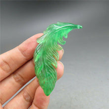 Load image into Gallery viewer, 10% OFF- Certified Natural Ice Green Jadeite Emerald A Jade HandCarved Leaf Pendant A536
