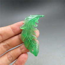 Load image into Gallery viewer, 10% OFF- Certified Natural Ice Green Jadeite Emerald A Jade HandCarved Leaf Pendant A536