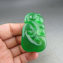 Load image into Gallery viewer, 10% OFF- Certified Natural Icy Green Jadeite Emerald A Jade HandCarved Ruyi Pendant A12