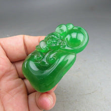 Load image into Gallery viewer, 10% OFF- Certified Natural Icy Green Jadeite Emerald A Jade HandCarved Ruyi Pendant A12