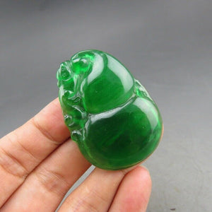 10% OFF- Certified Natural Icy Green Jadeite Emerald A Jade HandCarved Gourd Pendant A82