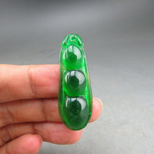 Load image into Gallery viewer, 10% OFF- Certified Natural Icy Green Jadeite Emerald A Jade HandCarved Beans Pendant A53