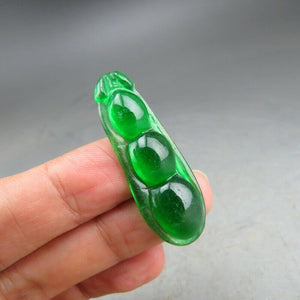 10% OFF- Certified Natural Icy Green Jadeite Emerald A Jade HandCarved Beans Pendant A53