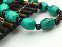 Load image into Gallery viewer, 10% OFF- 54-62mm Certified Natural Turquoise HandCarved Woven Stretchy Lucky Pray Bracelet A1211