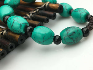 10% OFF- 54-62mm Certified Natural Turquoise HandCarved Woven Stretchy Lucky Pray Bracelet A1211