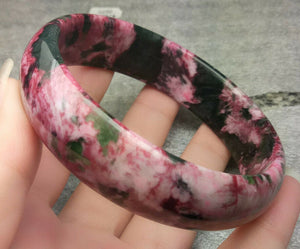 10% OFF- 61/62/63mm Certified Natural Peach Blossom Emerald A Jade HandCarved Bangle A1940