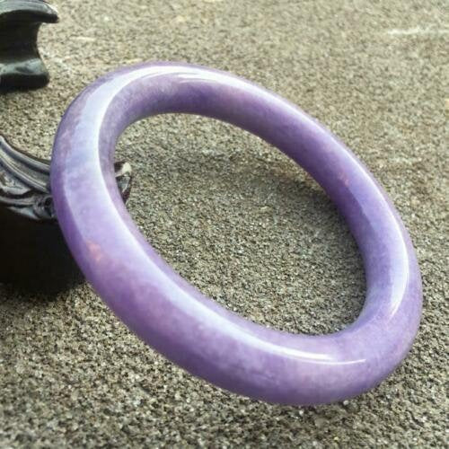 10% OFF- 54/55/56mm Certified Natural Lavender Jadeite Emerald A*Jade HandCarved Round Bangle x9416