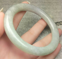 Load image into Gallery viewer, 10% OFF- 54/55/56mm Certified Natural Lavender Jadeite Emerald A*Jade HandCarved Round Bangle A168