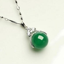 Load image into Gallery viewer, 10% OFF- Certified Natural Jadeite Emerald A Jade Bead Pendant-Silver necklace with Gift Box