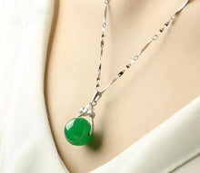 Load image into Gallery viewer, 10% OFF- Certified Natural Jadeite Emerald A Jade Bead Pendant-Silver necklace with Gift Box