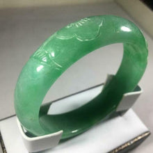Load image into Gallery viewer, 10% OFF- 56/57/58mm Certified Natural Jadeite Emerald A*Jade Handcarved Ruyi Flower Bangle GX3138