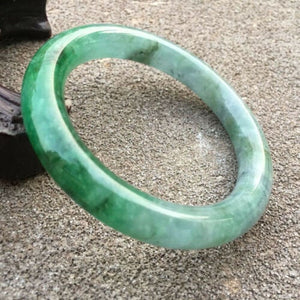 10% OFF- 53/54/55mm Certified Natural Jadeite Emerald A*Jade Handcarved Round Bangle x9414