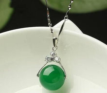 Load image into Gallery viewer, 10% OFF- Certified Natural Jadeite Emerald A Jade Bead Pendant-Silver necklace with Gift Box