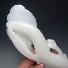 Load image into Gallery viewer, 10&#39;&#39;Height-Chinese Genuine Natural White Jade Hand-Carved Lingzhi &amp; Ruyi Statue (Large)