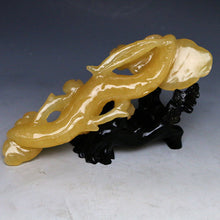 Load image into Gallery viewer, 10&#39;&#39;Height-Chinese Genuine Natural Yellow Jade Hand-Carved Lingzhi &amp; Ruyi Statue (Medium)