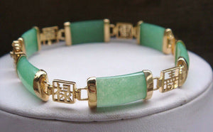 10% OFF- 190mm/7.5in Certified Natural Multi-Color Ice Jadeite Emerald Jade Gems Gold Plated Fortune Lucky Link Clasp Bracelet