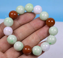 Load image into Gallery viewer, 55-62mm Certified Natural Jadeite Emerald A Jade Stretchy-Bracelet N0068 with Gift Box