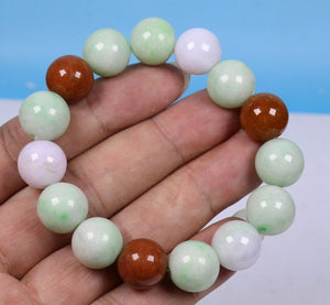 55-62mm Certified Natural Jadeite Emerald A Jade Stretchy-Bracelet N0068 with Gift Box