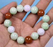 Load image into Gallery viewer, 55-62mm Certified Natural Jadeite Emerald A Jade Stretchy-Bracelet N0068 with Gift Box