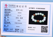 Load image into Gallery viewer, 55-62mm Certified Natural Jadeite Emerald A Jade Stretchy-Bracelet N0068 with Gift Box