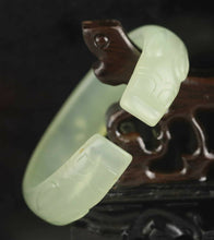 Load image into Gallery viewer, 10% OFF- 51/52/53mm Certified Natural Jadeite Emerald A Jade HandCarved Dragon Bracelet Bangle A-89