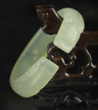 Load image into Gallery viewer, 10% OFF- 51/52/53mm Certified Natural Jadeite Emerald A Jade HandCarved Dragon Bracelet Bangle A-89