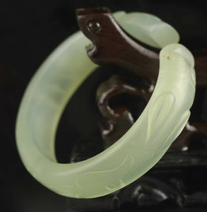 10% OFF- 51/52/53mm Certified Natural Jadeite Emerald A Jade HandCarved Dragon Bracelet Bangle A-89