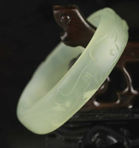 10% OFF- 51/52/53mm Certified Natural Jadeite Emerald A Jade HandCarved Dragon Bracelet Bangle A-89