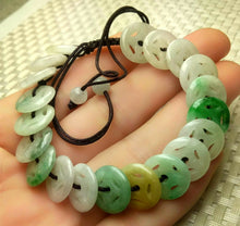 Load image into Gallery viewer, 10% OFF- 54-63mm Certified Natural 3 Color Jadeite Emerald A*Jade HandCarved Adjustable Bracelet A2065  with Gift Box