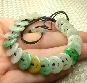 10% OFF- 54-63mm Certified Natural 3 Color Jadeite Emerald A*Jade HandCarved Adjustable Bracelet A2065  with Gift Box