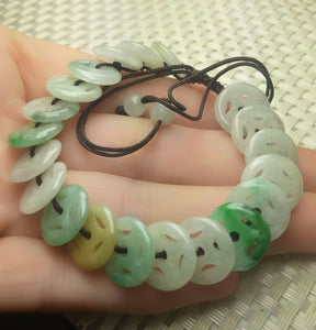 10% OFF- 54-63mm Certified Natural 3 Color Jadeite Emerald A*Jade HandCarved Adjustable Bracelet A2065  with Gift Box