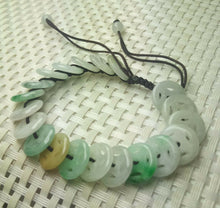 Load image into Gallery viewer, 10% OFF- 54-63mm Certified Natural 3 Color Jadeite Emerald A*Jade HandCarved Adjustable Bracelet A2065  with Gift Box