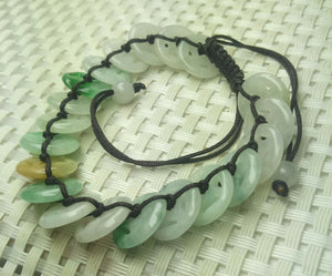 10% OFF- 54-63mm Certified Natural 3 Color Jadeite Emerald A*Jade HandCarved Adjustable Bracelet A2065  with Gift Box