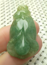 Load image into Gallery viewer, 10% OFF- Certified Natural Lavender Green Jadeite Emerald A*Jade HandCarved Lucky Morning Glory Pendant A0089