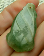 Load image into Gallery viewer, 10% OFF- Certified Natural Lavender Green Jadeite Emerald A*Jade HandCarved Lucky Morning Glory Pendant A0089