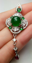 Load image into Gallery viewer, 10% OFF- Certified Natural Emerald A*Jade Handcrafted Green Jade Pendant-925 Sterling Silver A7480