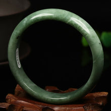 Load image into Gallery viewer, 10% OFF- 55/56/57mm Certified Natural Emerald A*Jade Handcarved Guizhou Jade Bangle K4128