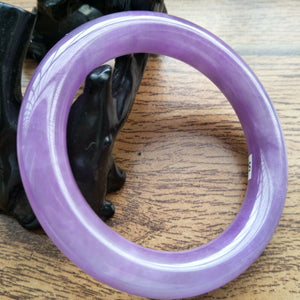 10% OFF- 54/55/56mm Certified Natural Lavender Purple Jadeite Emerald A*Jade Handcarved Bangle S116