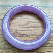 Load image into Gallery viewer, 10% OFF- 54/55/56mm Certified Natural Lavender Purple Jadeite Emerald A*Jade Handcarved Bangle S116